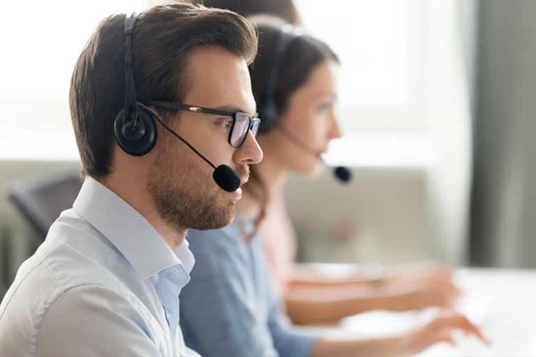 Disponenten mit Headset